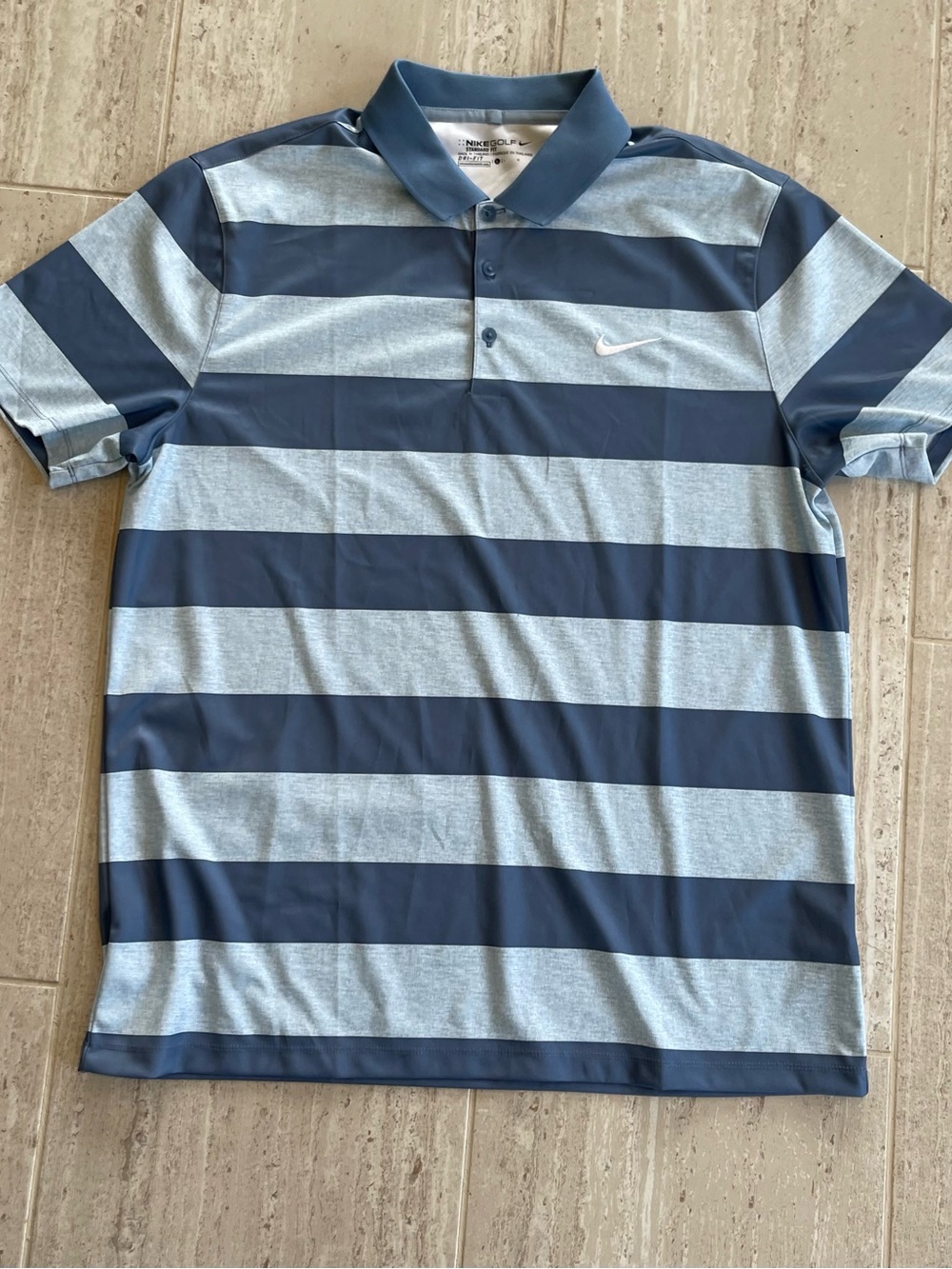 Nike Men’s Striped Polo - Light Blue & Navy